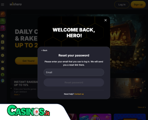 Winhero Casino problema di accesso
