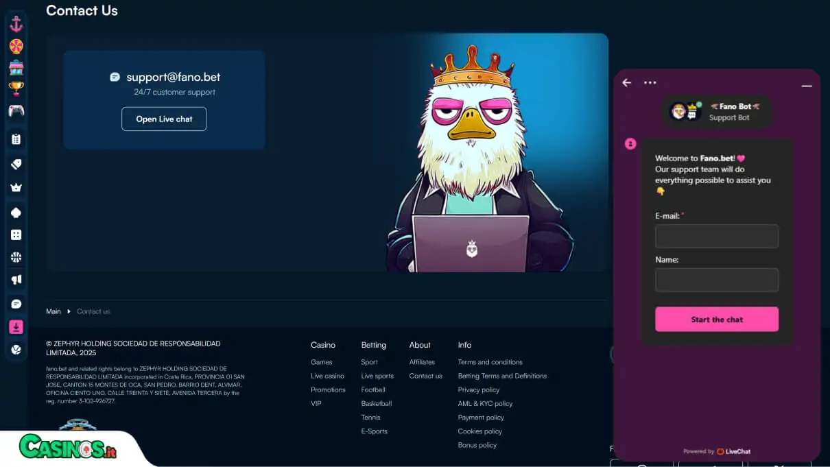 Fano Bet Casino Supporto